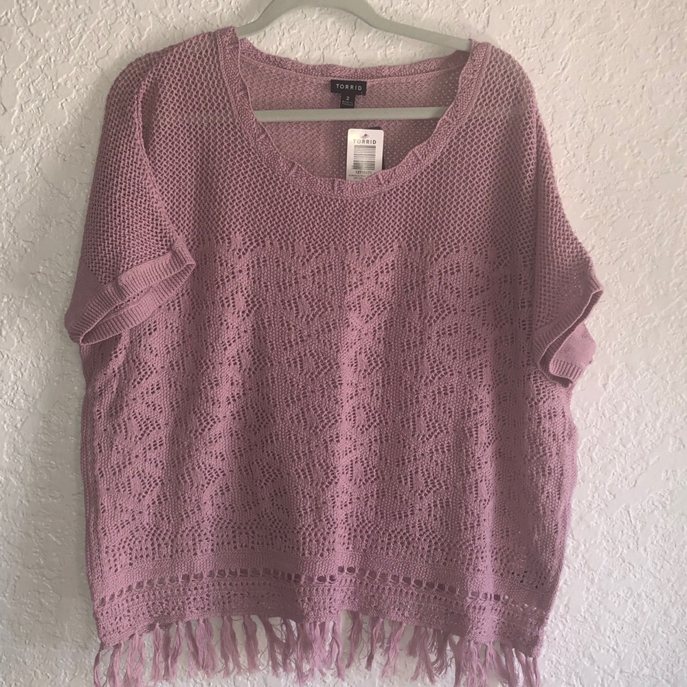 NWT Torrid short sleeve mauve sweater size 2